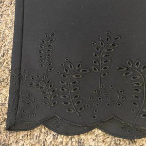 WHBM Black Crop Pant w/ Embroidery